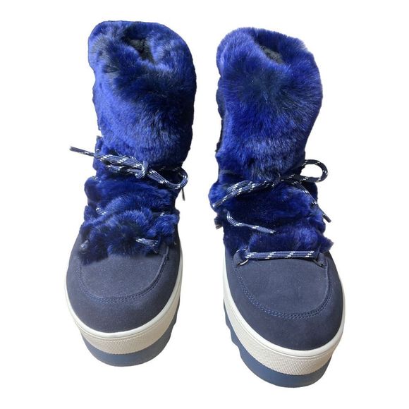 Cougar Vanity Vivian Blue Faux Fur Trim Winter Boots - Picture 2 of 11